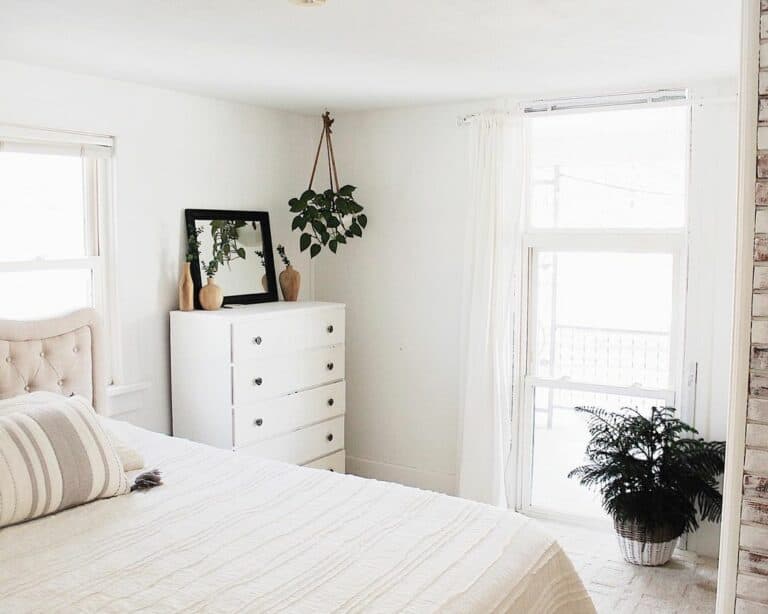 White Bedroom Dresser With Black Frame Mirror