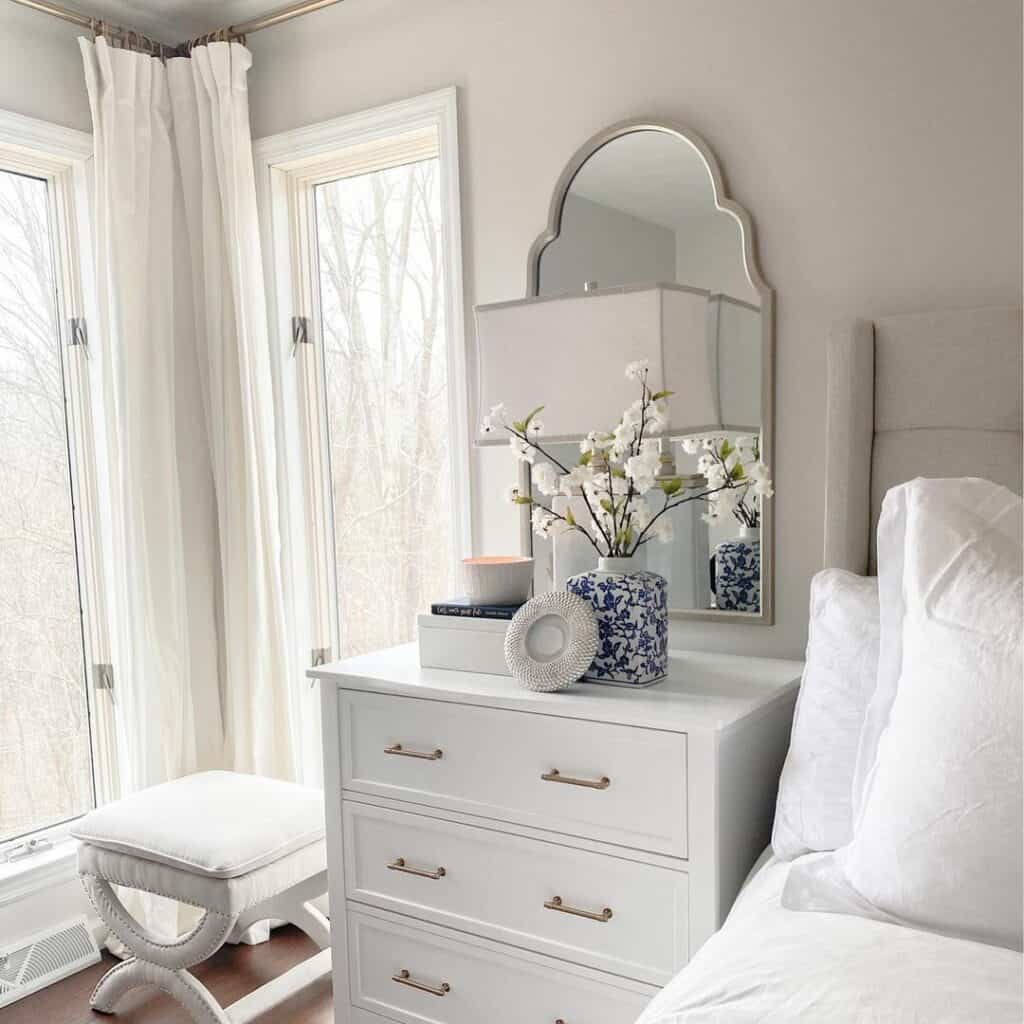 White Bedroom Dresser With Brass Pulls