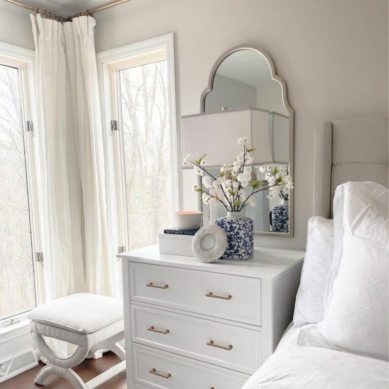 White Bedroom Dresser With Brass Pulls