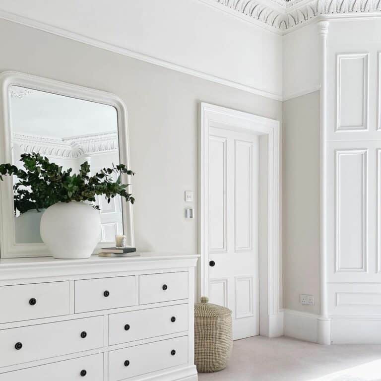 White Bedroom Dressers With Simple Black Hardware