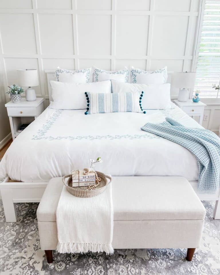 White Bedroom With Ottoman