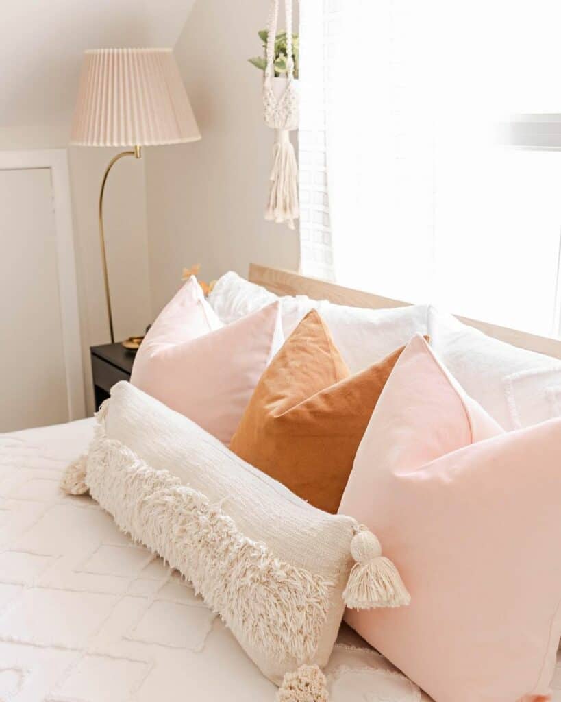 White Bedroom With Pink Accents