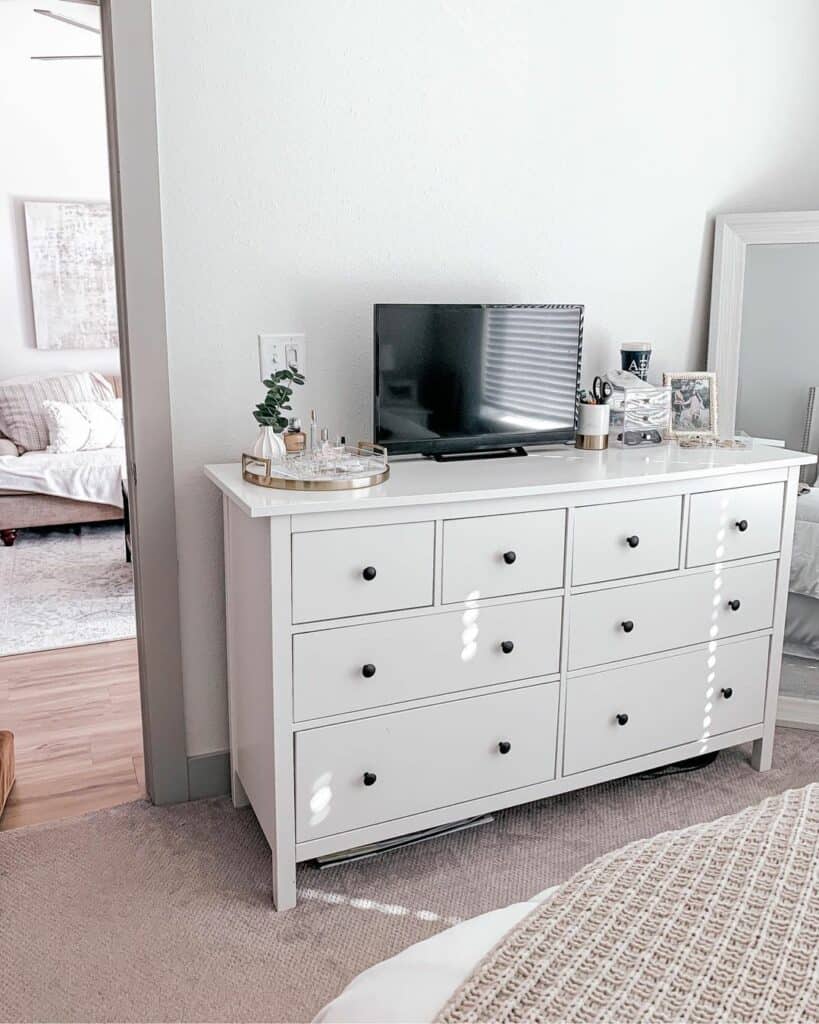 White Dresser and Floor Mirror for a Feminine Bedroom Soul & Lane