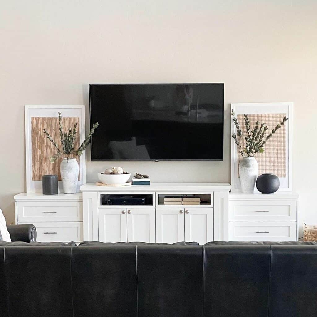 White Entertainment Center With Living Room Décor