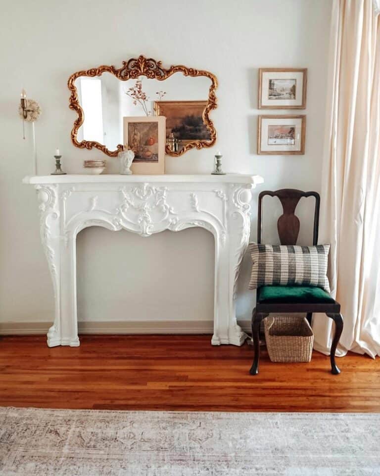 White Faux Fireplace Mantel Décor