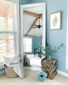 White Framed Mirror With Spring Décor