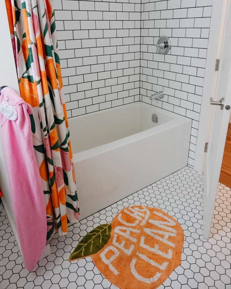 White Hexagon Bathroom Floor Tiles