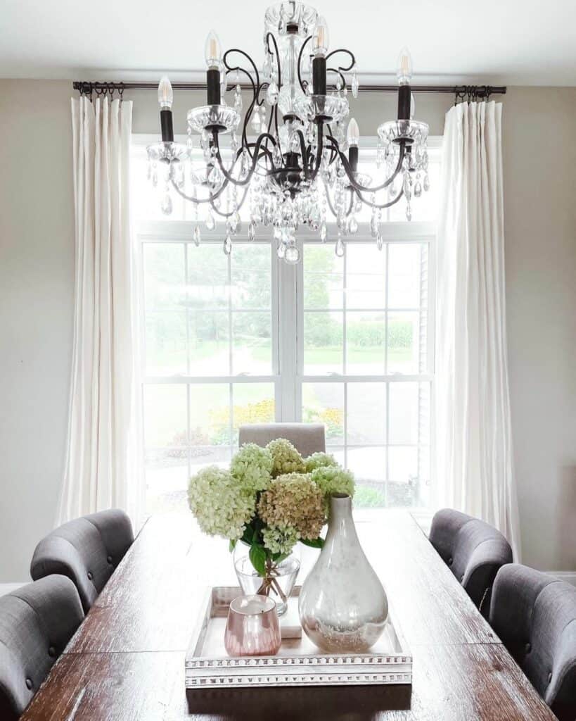 White Hydrangea Dining Centerpiece Arrangements