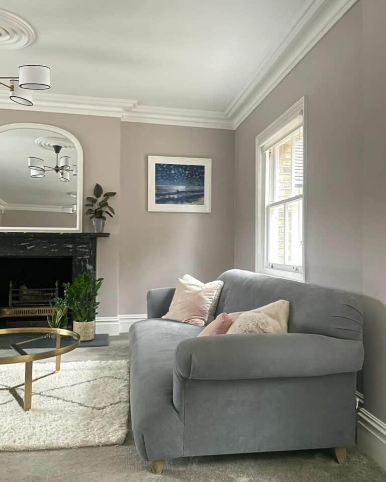 White Living Room Ceiling With Crown Molding