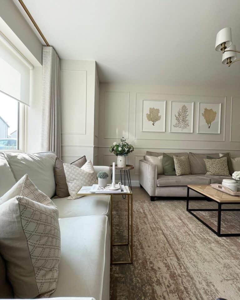 White Living Room With Two Neutral-toned Sofas