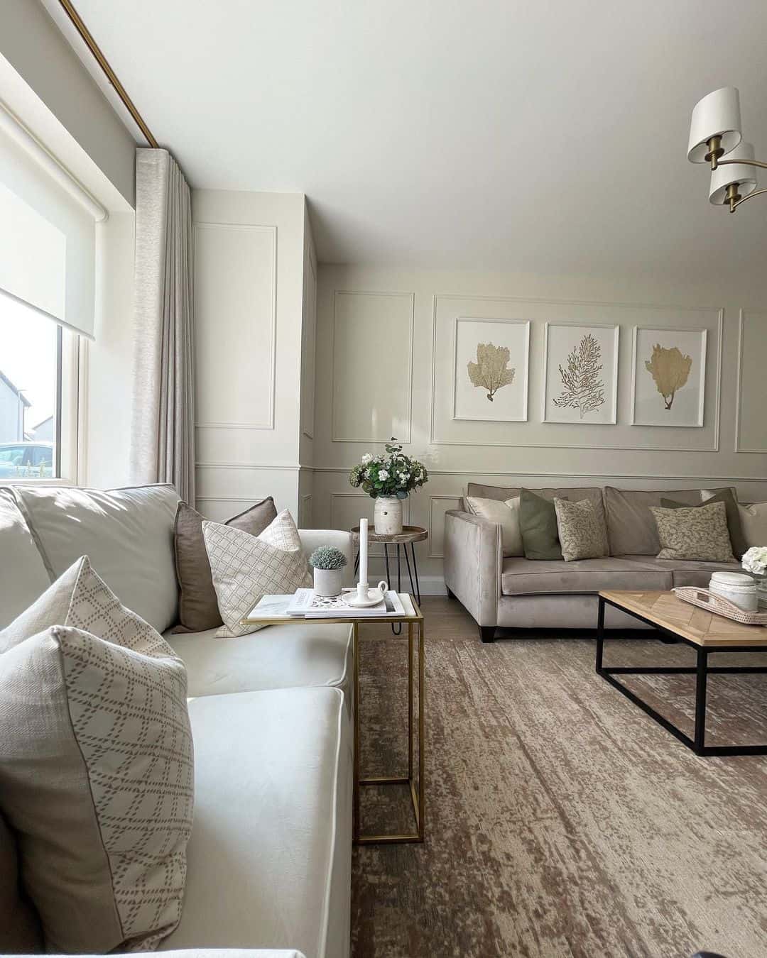 White Living Room With Two Neutral-toned Sofas - Soul & Lane