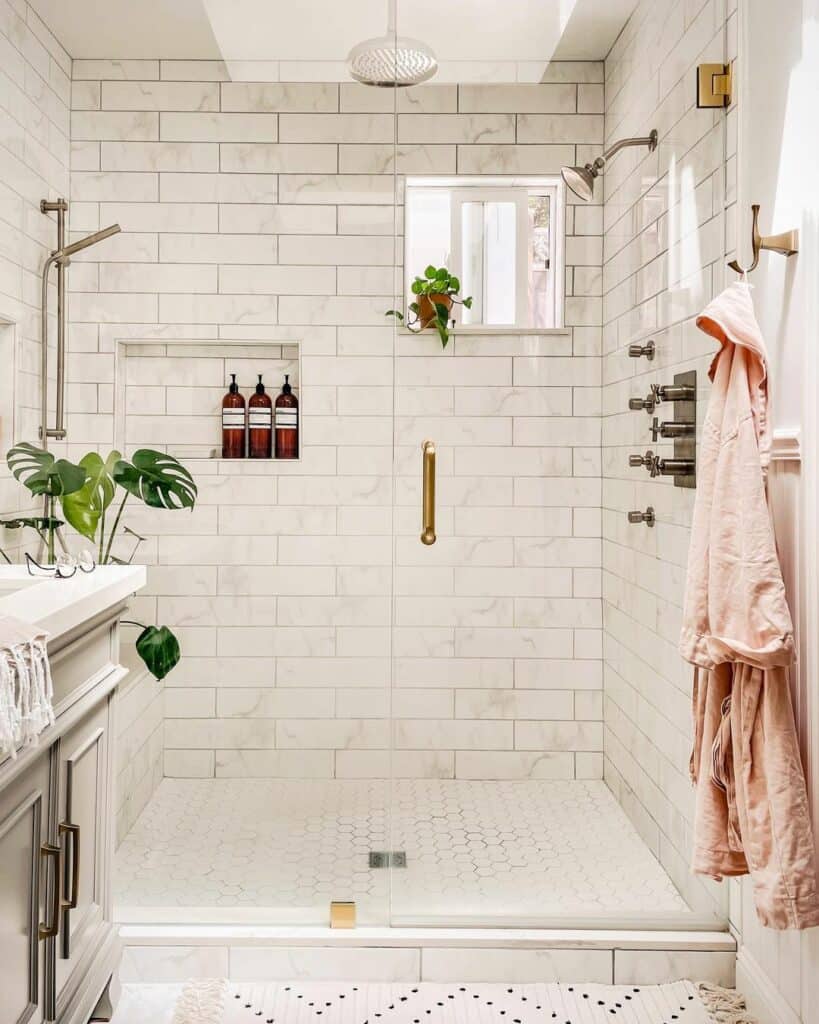 White Marble Bathroom Tile in Different Patterns