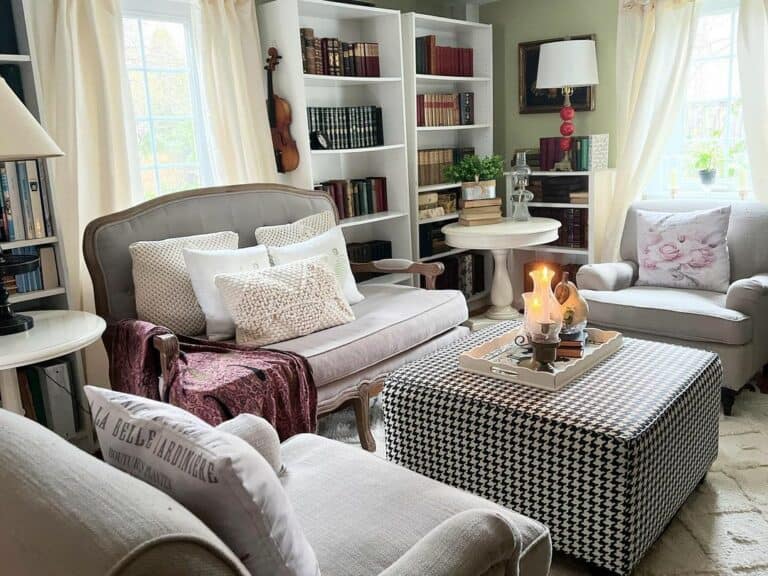 White Open-faced Bookcase Sets for a Living Room