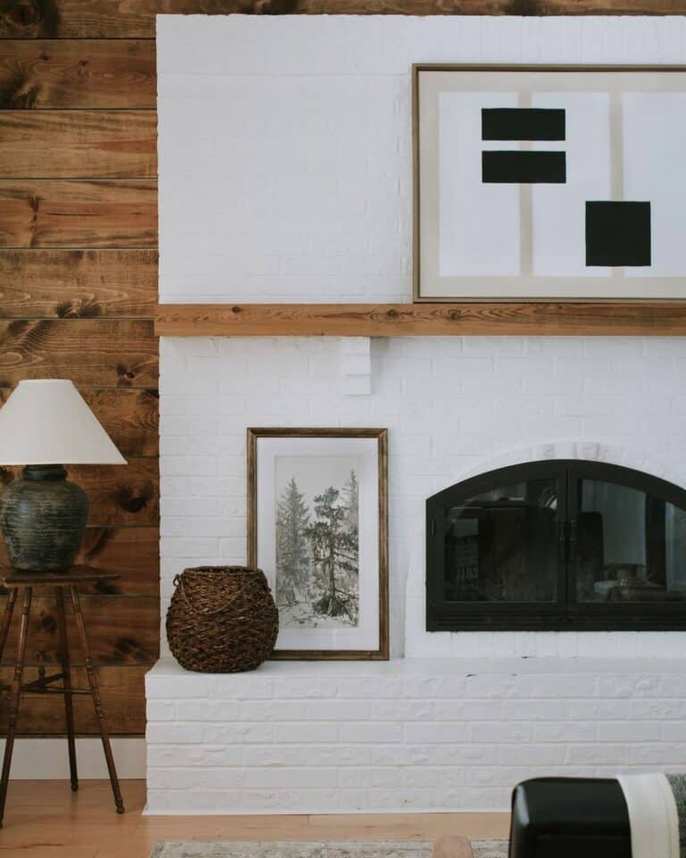 White Painted Brick Fireplace Decorations