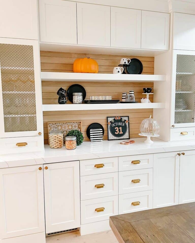 White Pantry With Halloween Décor