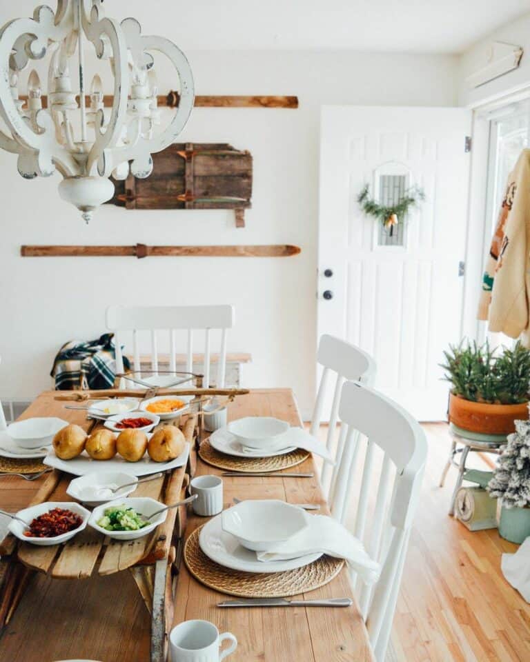 White Rustic Dining Room Chandelier