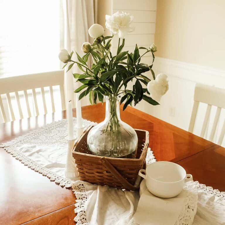 White Vintage Spring Dining Centerpiece