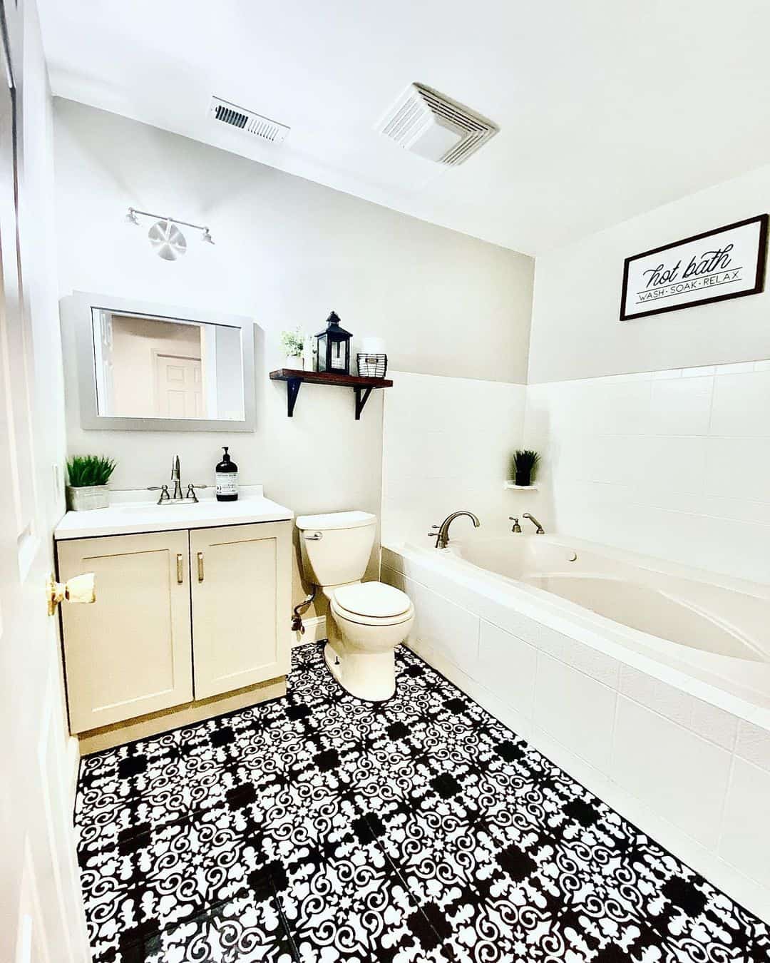 White and Black Mosaic Bathroom Floor Tiles Soul & Lane