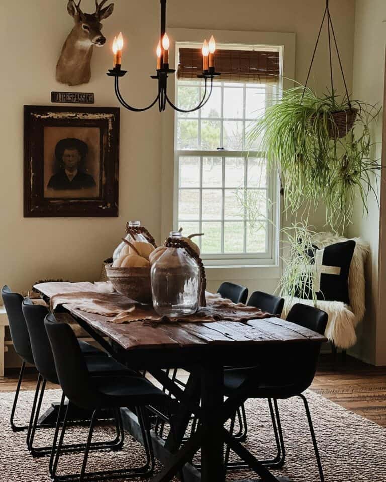 Wood Dining Table With Black Velvet Chairs