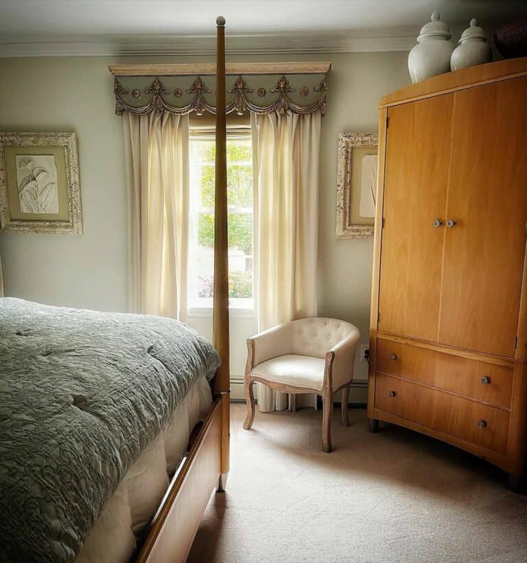 Wooden Armoire and Four-poster Bed