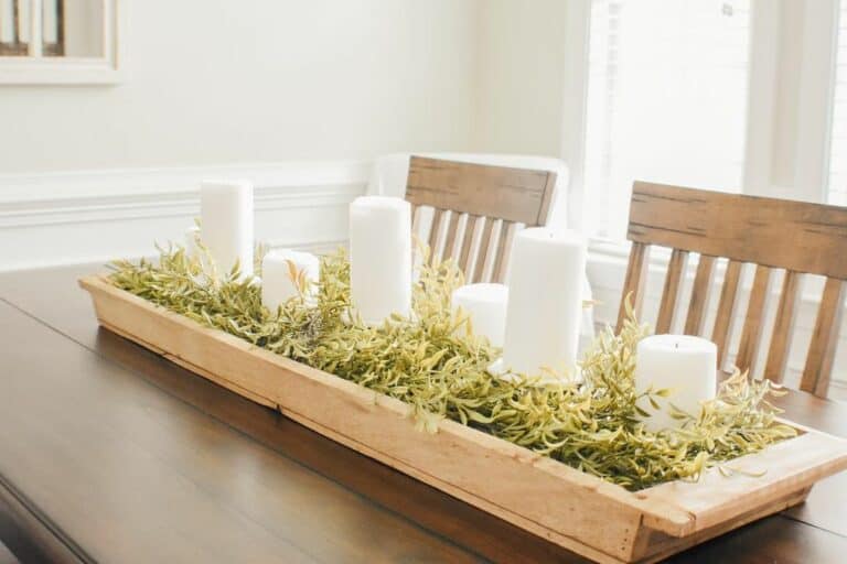 Wooden Centerpiece Tray With Succulents and Candles