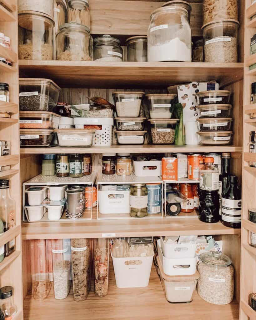 Wooden Pantry Storage in Clear Containers