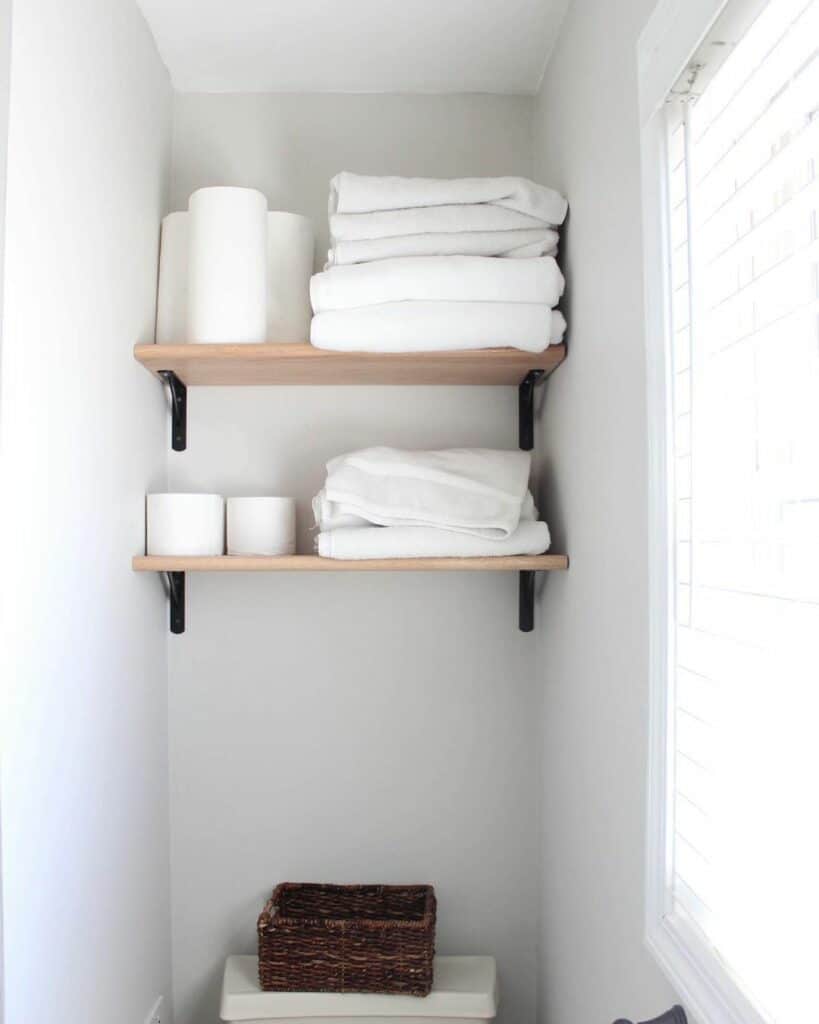 Wooden Shelving for Towel Storage