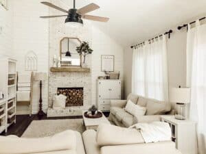 Dreamy White Living Room With Shiplap Walls