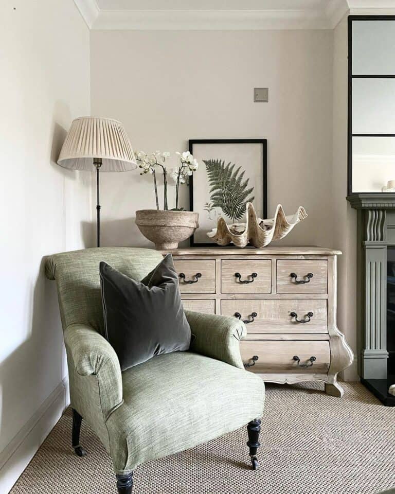 Neutral Living Room With Wood Drawers