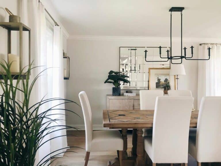Modern Dining Room With a Large Mirror