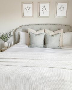 Bed With Beige and Gray Accent Pillows