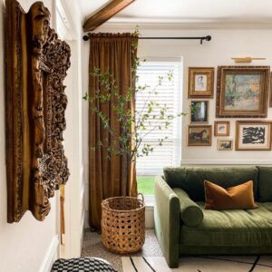 Warm Tones and Nature-inspired Drapes for Living Room