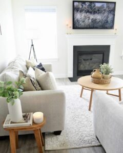 Cozy Couches and Round Wooden Table