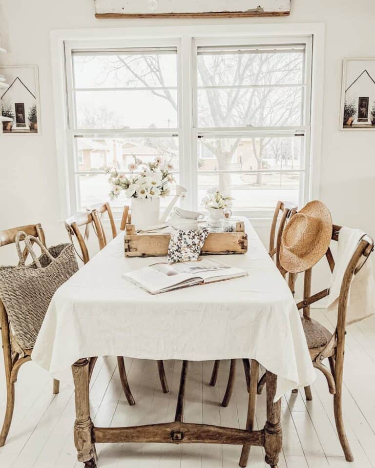 White Modern Farmhouse Dining Room Design