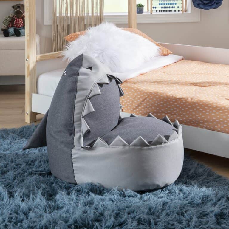 Shipley the Shark Children's Lounge Chair, Gray Fabric with Natural Legs