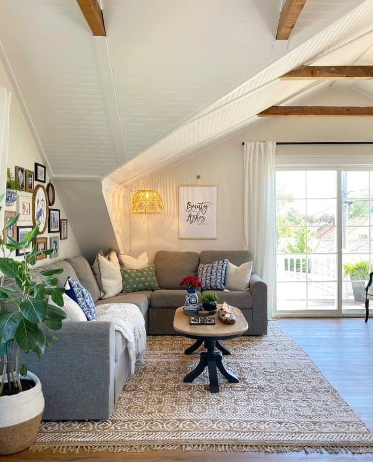 A-frame Loft Ceilings With Exposed Wood Beams