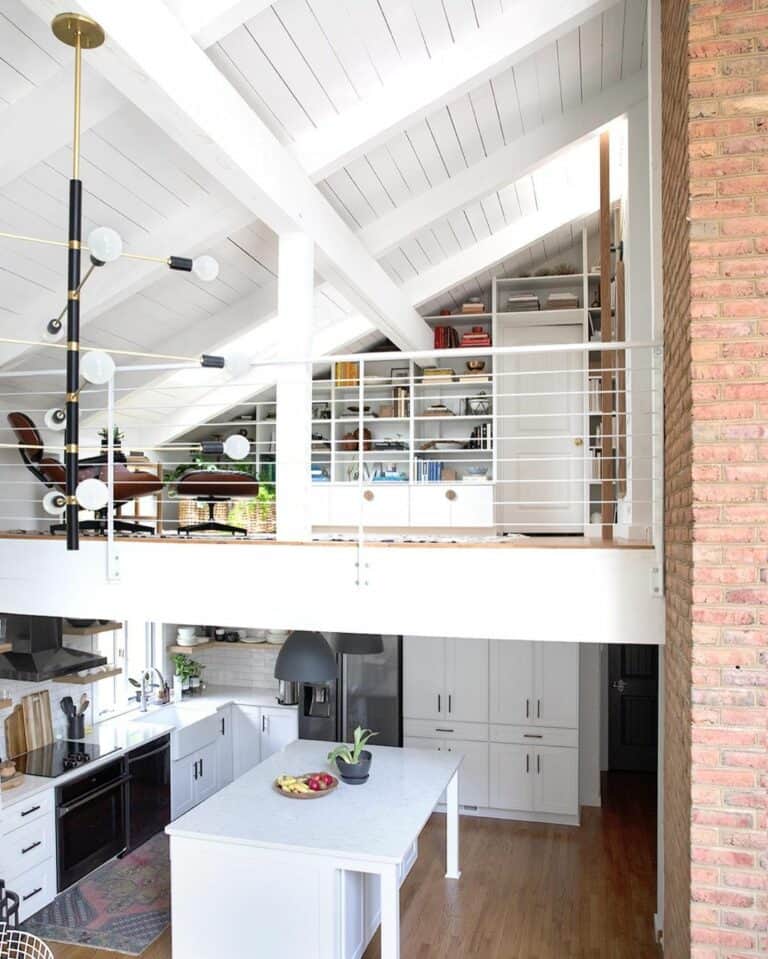 A-frame Wood Paneled Ceilings With White Exposed Beams