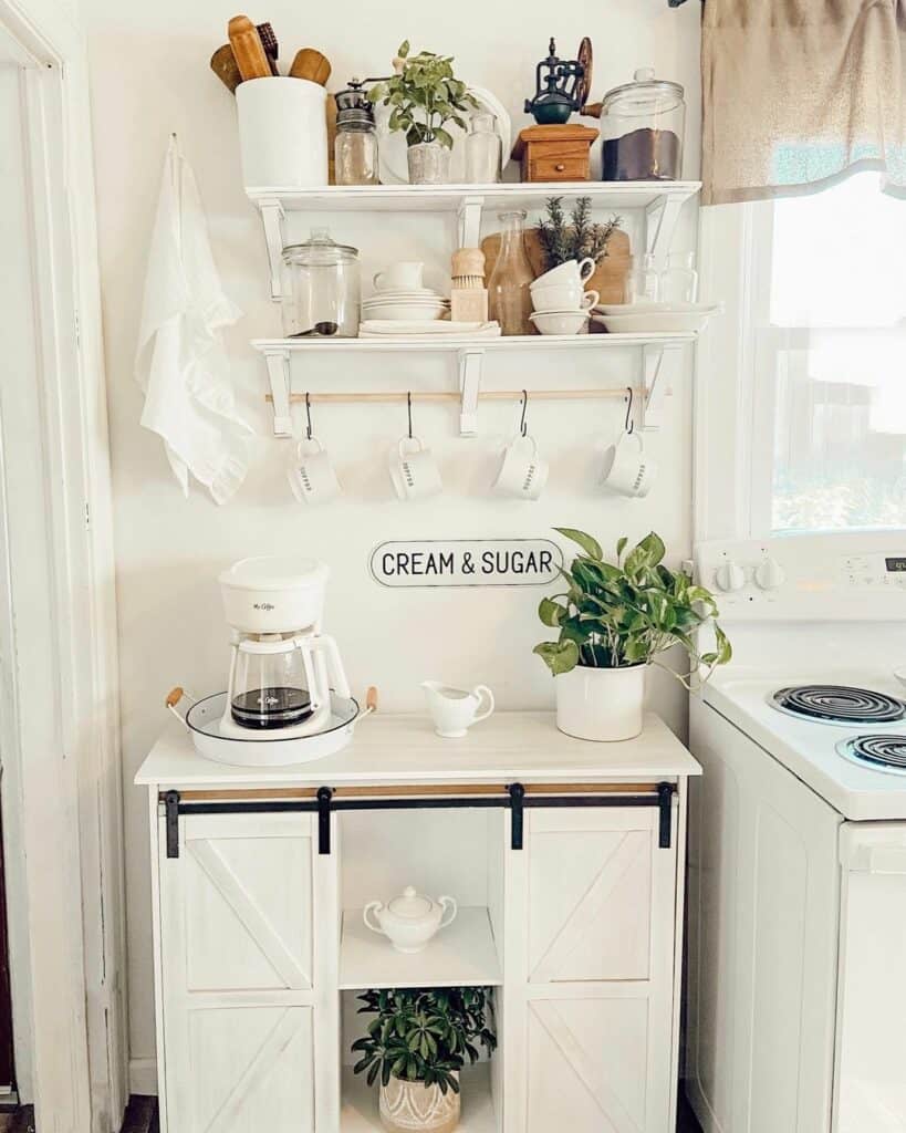 Barn Door Cabinet Transformed into Coffee Bar