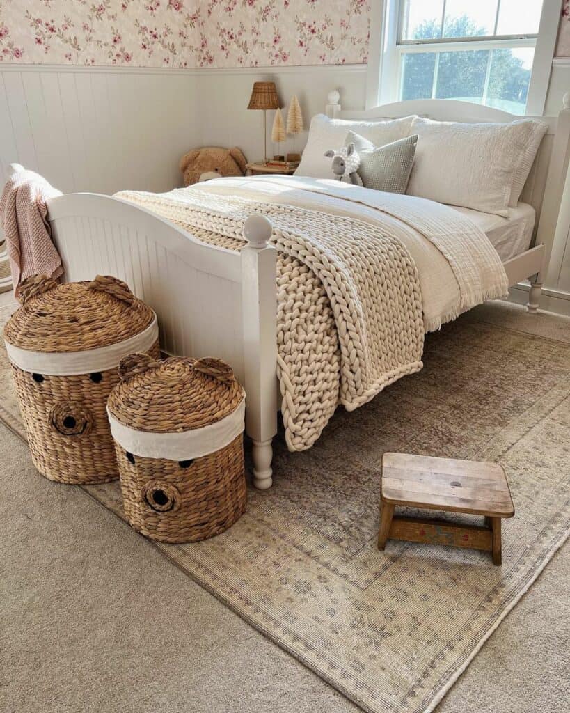 Baskets as bedroom storage solutions soul lane