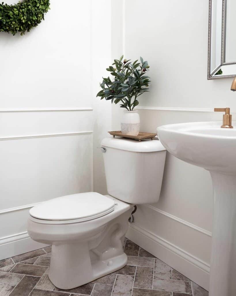 Bathroom Walls With White Wainscoting Detail