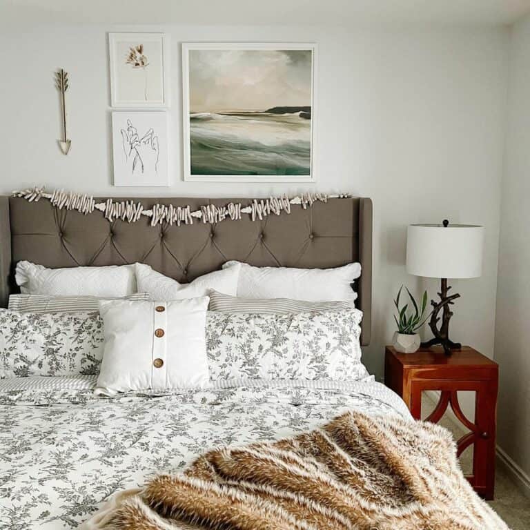 Beach Themed Bedroom With Art Collage