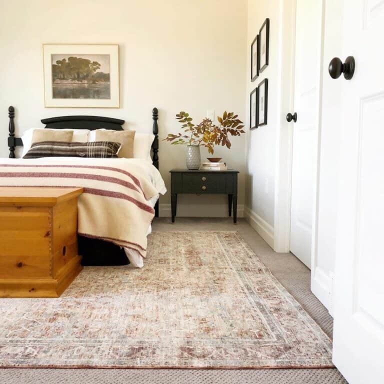 Bedroom With Terracotta Vintage Rug