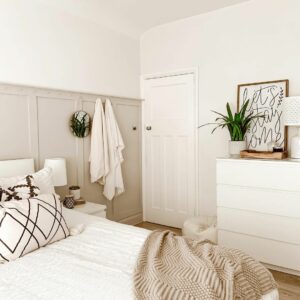 Beige Half-wall in Neutral Bedroom