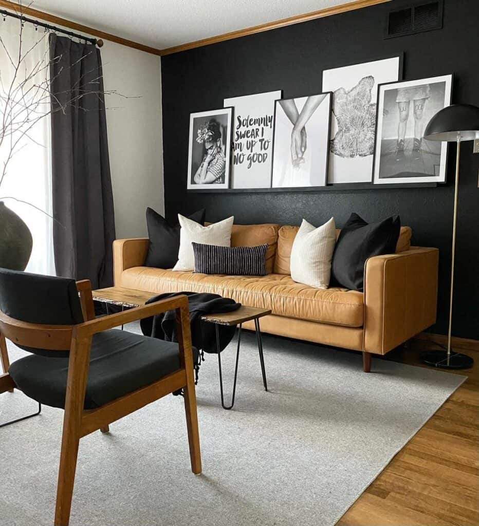 Black Accent Wall With Contemporary Furniture