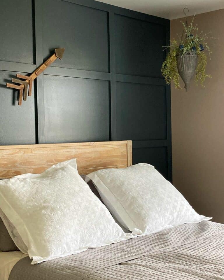 Black Board and Batten Accent Wall in Bedroom