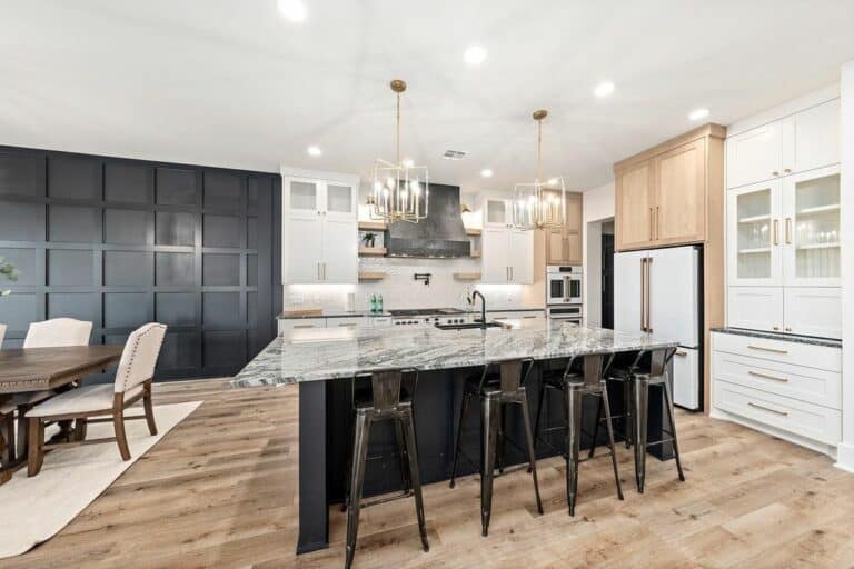 Board and Batten Dining Room With Black Paint