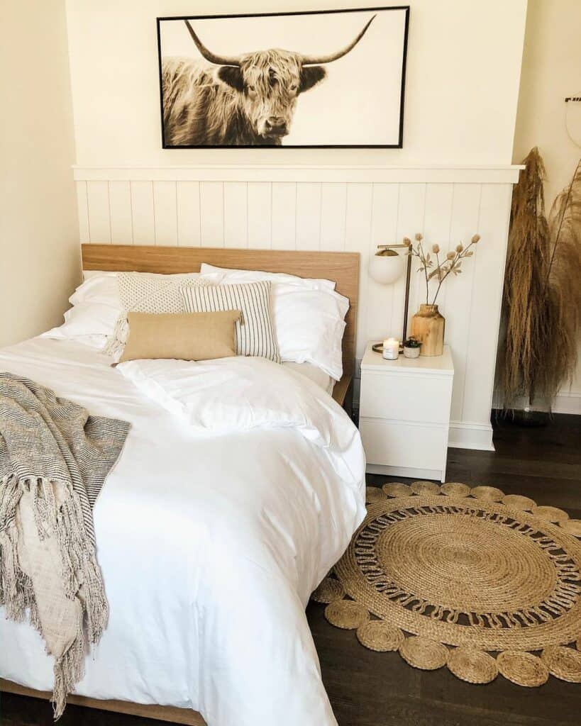 Boho Bedroom Enhanced With Wainscoting