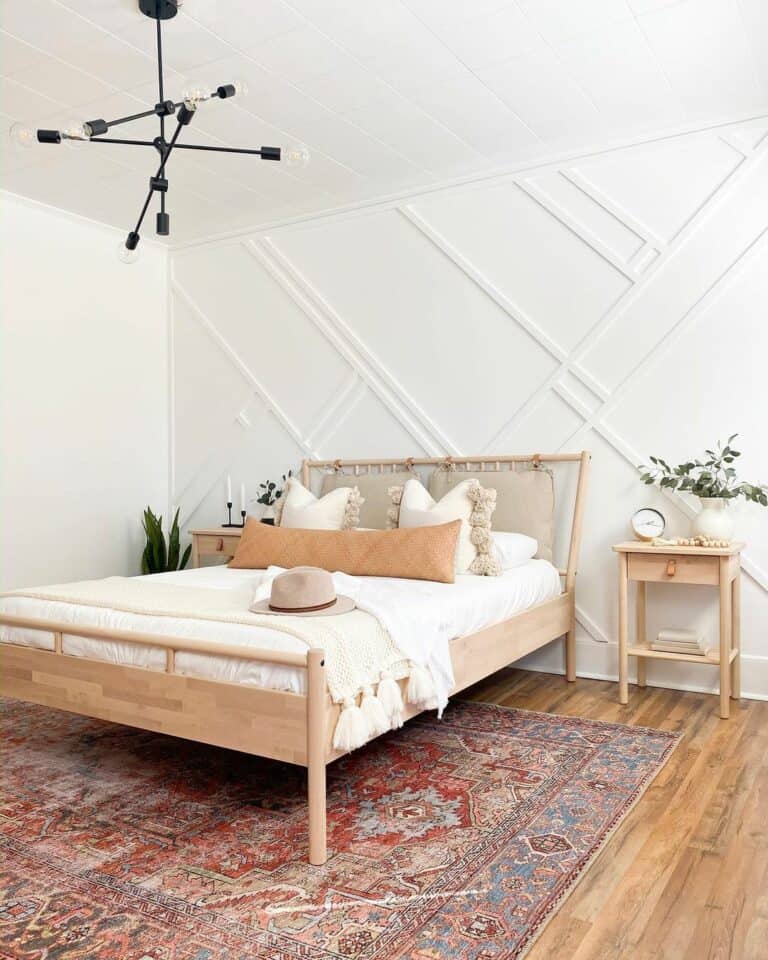Boho Bedroom Modern With White Accent Wall