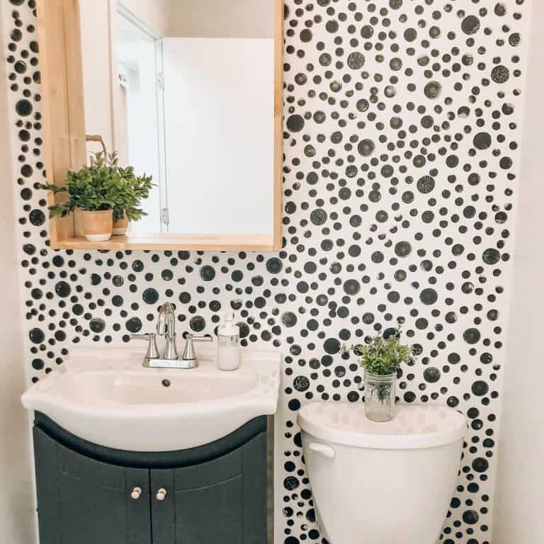 Boho Black and White Accent Wallpaper for a Powder Room