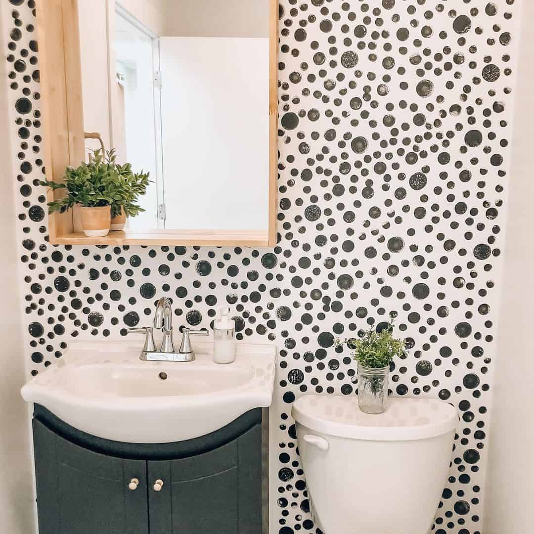 Boho Black and White Accent Wallpaper for a Powder Room Soul & Lane